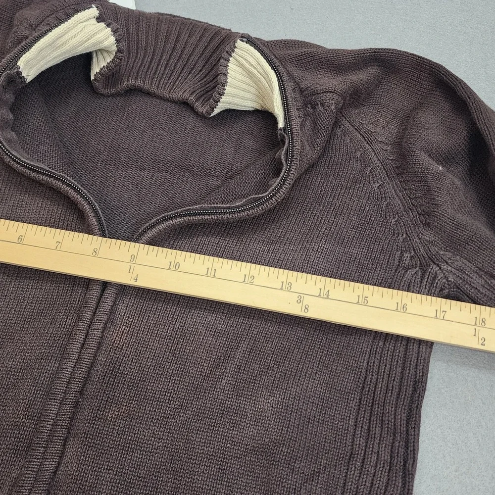 American Rag Full Zip Cardigan Brown Mock Neck Cotton Sweater Mens S
